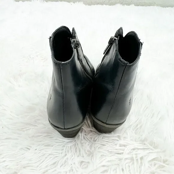 Frye Jennifer Almond Toe Zipper Leather Ankle Boots - Picture 6 of 10